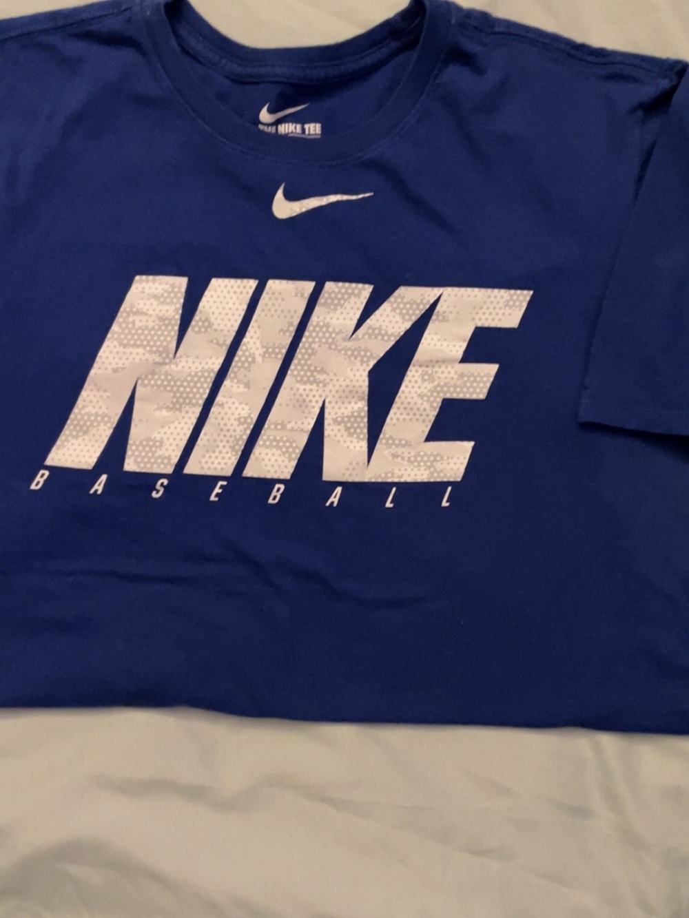 Nike Blue Baseball Graphic Tee with White Logo